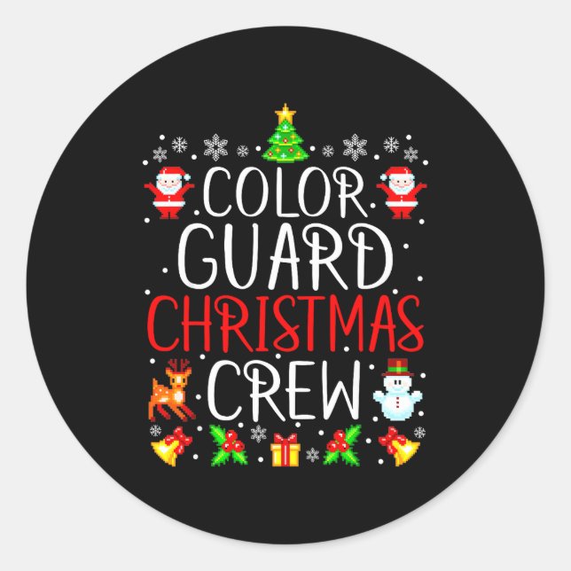 Color Guard Christmas Crew Matching Xmas  Runder Aufkleber (Vorderseite)