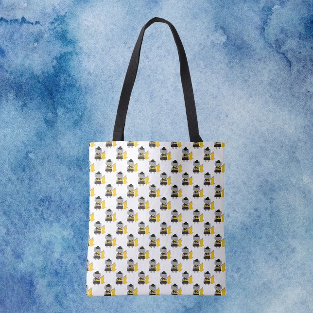 Color Guard Gray Cat Black Yellow Pattern (A tote bag with a pattern of gray cats in a black & yellow color guard uniform.)