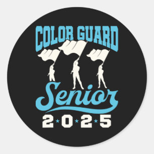 Color Guard Senior 2025 Flaggen Marching und Gradu Runder Aufkleber