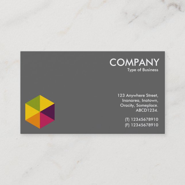 Color Hexagon 01 - Weiß auf Grau Visitenkarte (Vorderseite)