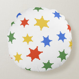 Color Hexagram Sheriff Icon abgeschieden nahtloser Rundes Kissen