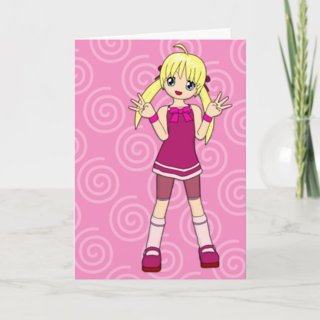 Color Me Anime Birthday Card Karte (Vorderseite)