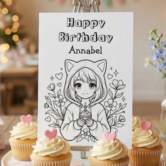 Color Me | Anime-Geburtstag für Mädchen Karte
