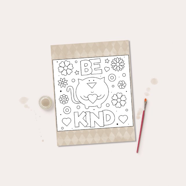 Color Me are kind Cat Inspiration Activity Cards Postkarte (Von Creator hochgeladen)
