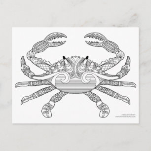 Color Me Crab Nautical Zen Doodle Illustration Postkarte