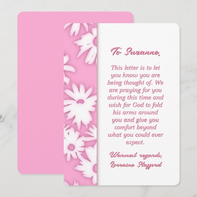 Color Me Daisies Daisies Pink Sympathy Card Einladung (Vorne/Hinten)