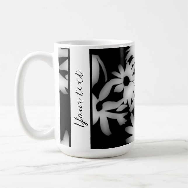 Color Me Daisies White auf Black Kaffeetasse (Links)