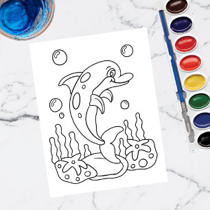 Color Me Dolphin   Kinder-Aktivitätskarten Postkarte