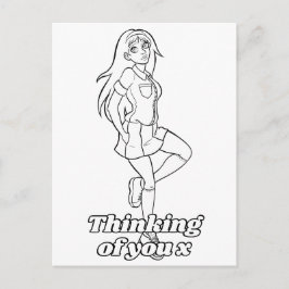 Color Me in Activity Anime Cartoon Teenager Postkarte