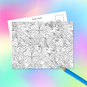 Color Me in B4 geben Blume ・ Custom Postkarte