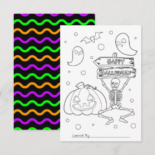 Color Me Kids Hallooring Coloring Activity Card Einladung