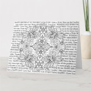 Color Me, Mama Geburtstagsdrachen und Blume Karte