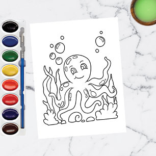 Color Me Octopus   Kinder-Aktivitätskarten Postkarte