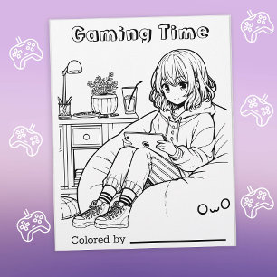 Color Me Page für Kinder   Anime Gamer Gaming Time