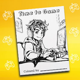 Color Me Page für Kinder | Anime Gamer Time to Pla