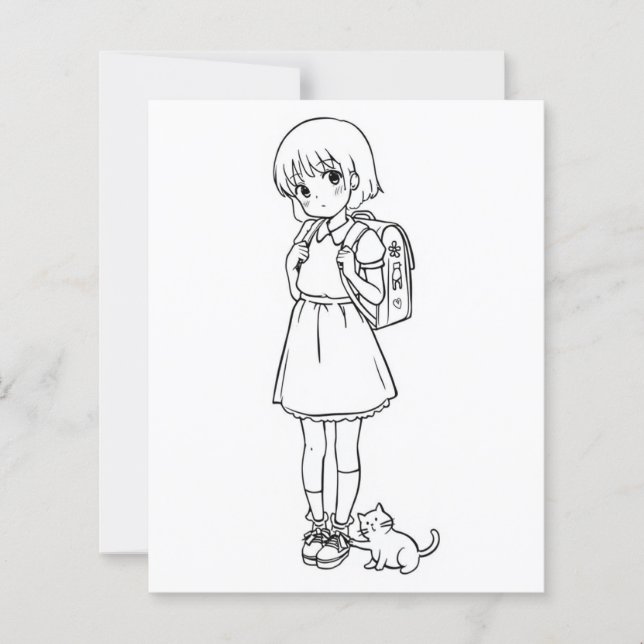 Color Me Page für Kinder | Anime kitten (Vorderseite)