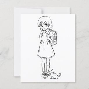 Color Me Page für Kinder Anime kitten