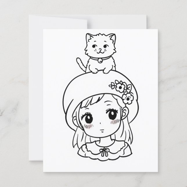 Color Me Page für Kinder | Anime kitten (Vorderseite)