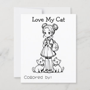 Color Me Page für Kinder Anime Liebe my cat