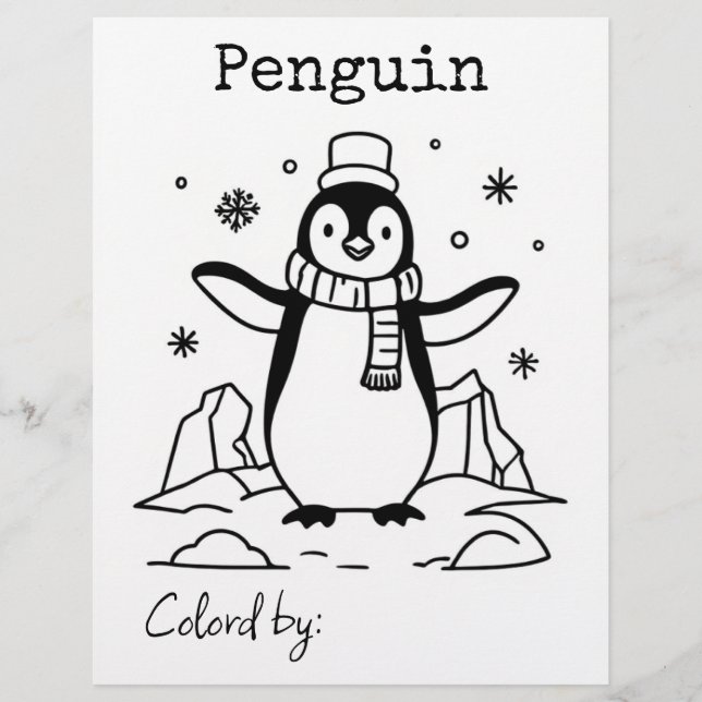 Color Me Page für Kinder | Anime Penguin (Vorderseite)