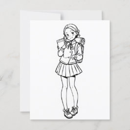 Color Me Page für Kinder | Anime School Girl