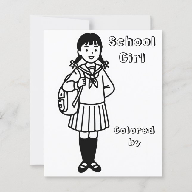 Color Me Page für Kinder | Anime School Girl (Vorderseite)