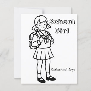 Color Me Page für Kinder Anime School Girl