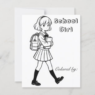 Color Me Page für Kinder Anime School Girl