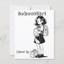Color Me Page für Kinder | Anime School Girl