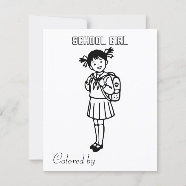 Color Me Page für Kinder | Anime School Girl (Vorderseite)