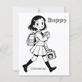 Color Me Page für Kinder | Anime School Girl