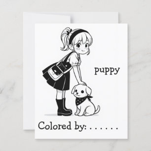 Color Me Page für Kinder Anime-Welpe