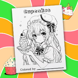 Color Me Page für Kinder | Cupcakes und Anime Girl