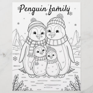 Color Me Page für Kinder Familie Anime Penguin