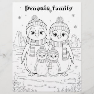 Color Me Page für Kinder Familie Anime Penguin