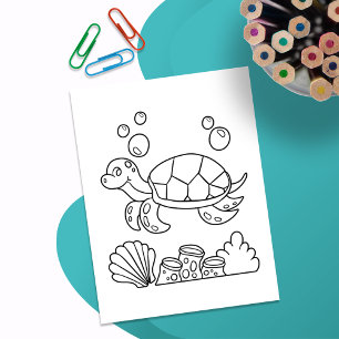Color Me Sea Turtle   Kinder-Aktivitätskarten Postkarte