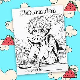 Color-Me-Seite | Anime Boy aß Watermelon