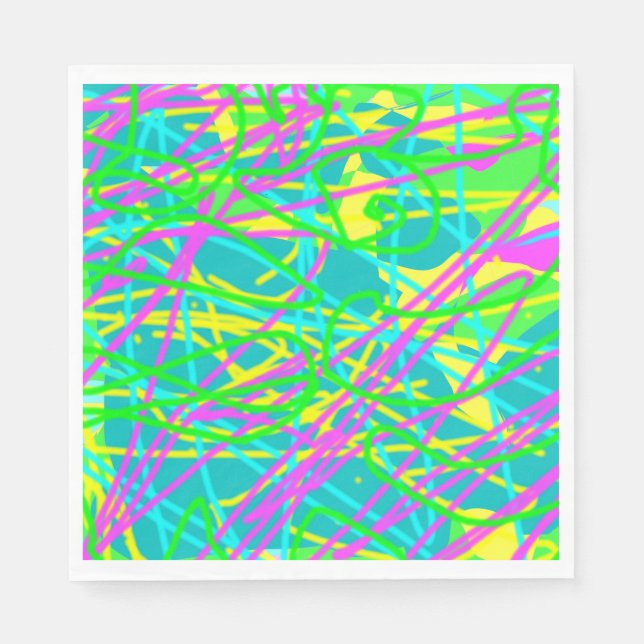 Color My Dreams Scribble Muster Ausdrucksstarke Kü Serviette (Vorderseite)