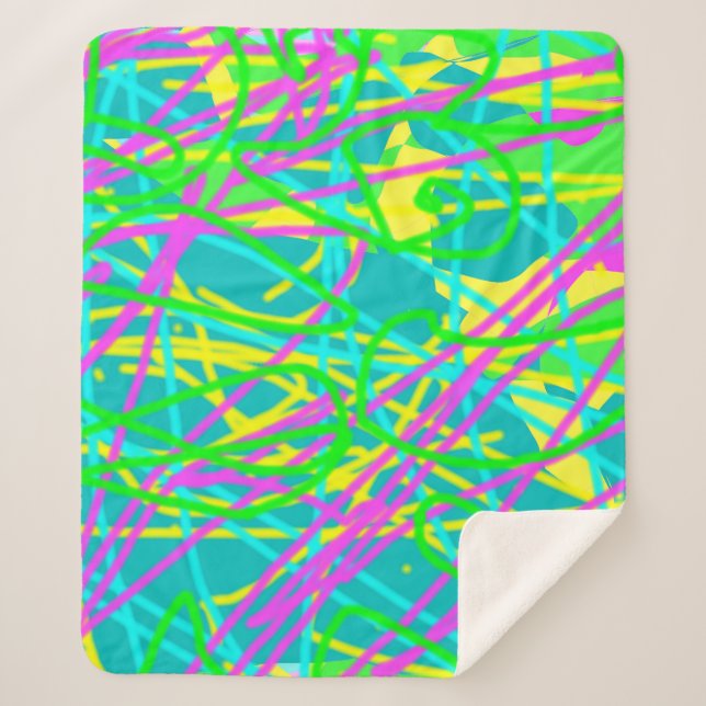 Color My Dreams Scribble Muster Ausdrucksstarke Kü Sherpadecke (Vorderseite)