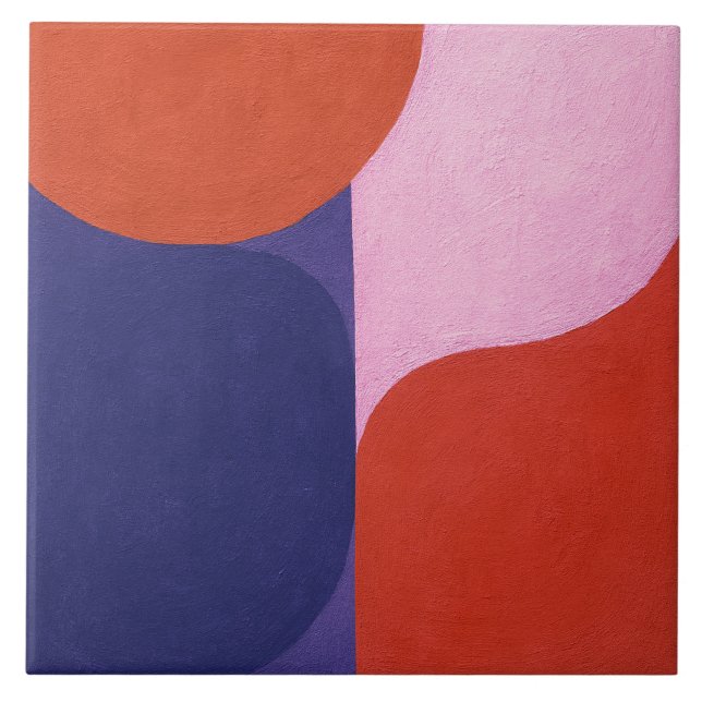 "Color Negotiation" Farbenfrohe Abstrakte Kunst Fliese (Vorderseite)