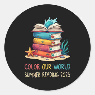Color Our World Summer Reading 2025 Blume Beach B Runder Aufkleber
