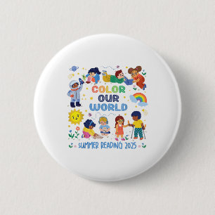 Color Our World Summer Reading 2025 Book Kids Boys Button