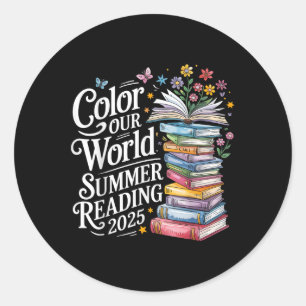 Color Our World Summer Reading 2025 T - Shirt.png Runder Aufkleber