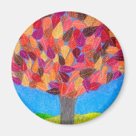 Color Pencil Tree with Leaves Drawing  Magnet