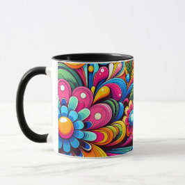 Color Pop Floral Tasse - Psychedelische Retro-Blum