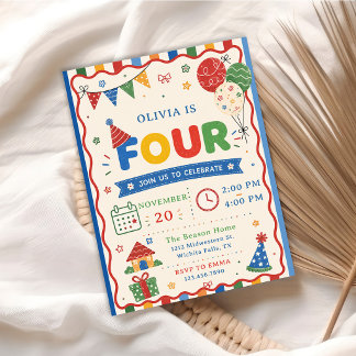 Color Pop FOUR Geburtstagsfeier Einladung