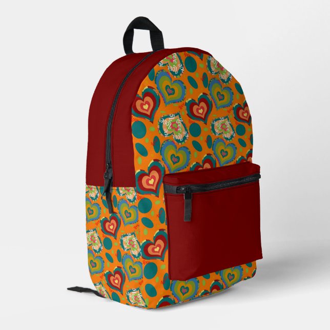 Color Pop hearts  Bedruckter Rucksack (Rückseitige Ecke links)