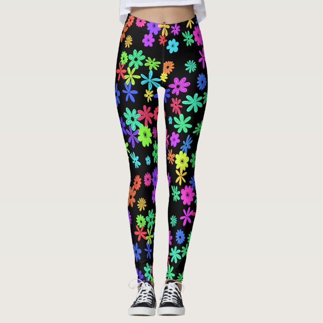 Color Pop Niedliche Blume Leggings (Vorderseite)