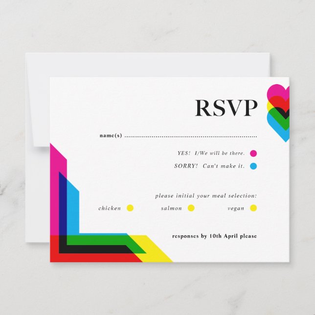Color Pop Wedding RSVP-Karte RSVP Karte (Vorderseite)