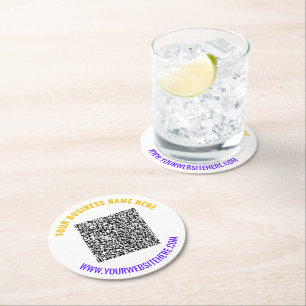 Color QR Code Benutzerdefinierter Text- und Farbpa Runder Pappuntersetzer